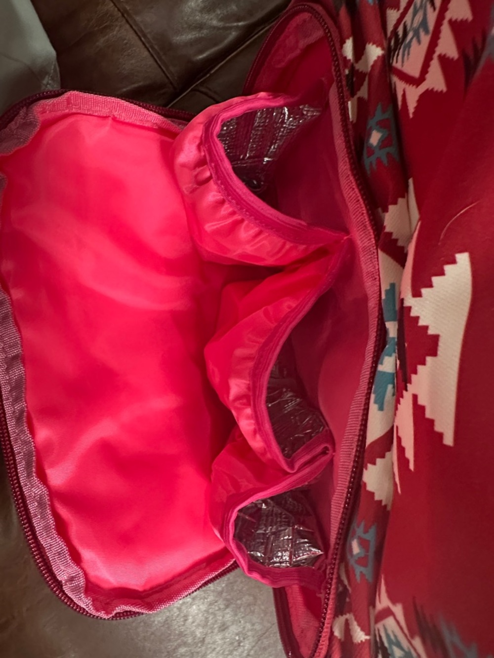 Wrangler Red Aztec Pattern Backpack with Teal Accents - Picture 5 of 5